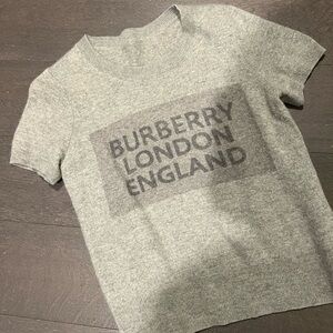 Burberry women’s Heather Gray Logo cashmere top